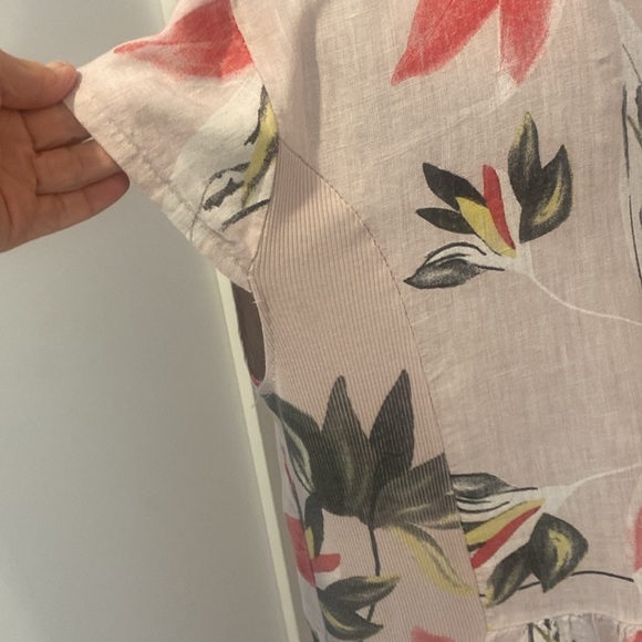 PURE VENICE by Eternelle Short sleeved Floral Pink Linen Shift Dress SIZE MEDIUM - Picture 8 of 17